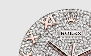 The attractive copy Rolex Pearlmaster 39 86285 watches have diamond-paved dials, everose gold Roman numerals and large date windows.