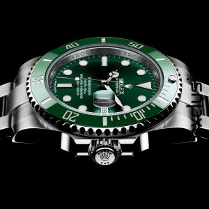The 40 mm copy Rolex Submariner Date 116610LV watches have green dials.
