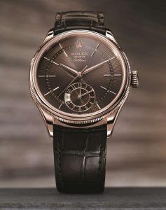 The luxury fake Rolex Cellini Dual Time Zone 50525 watches are made from 18ct everose gold.