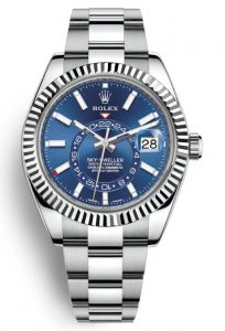 The 42 mm copy Rolex Sky-Dweller 326934 watches have blue dials.