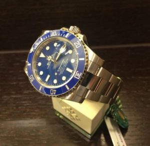 The 40 mm copy Rolex Submariner Date 116619LB watches have blue dials.