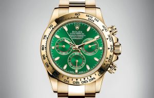 The 40 mm replica Rolex Cosmograph Daytona 116508 watches have green dials.