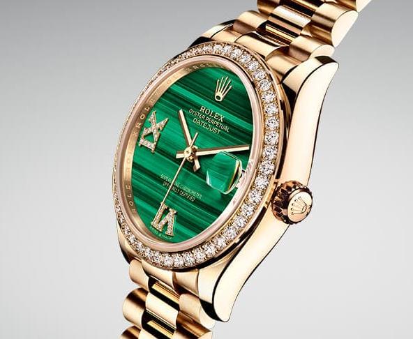The gold copy Rolex Datejust 278288RBR watches have green dials.