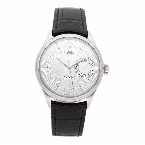 The stainless steel copy watch has a white dial.